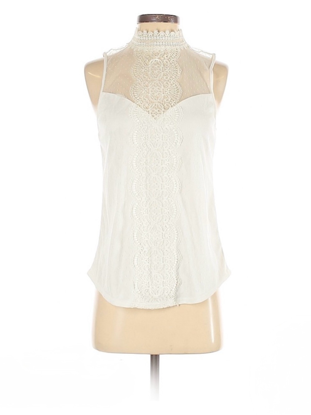 Express Cream Lace High-Neck Sleeveless Camisole